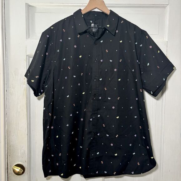 Taco Bell Black Button Down Merch Employee Shirt Hot Sauce Graphic AOP Men's Xl - Picture 5 of 7